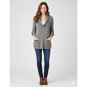 Style & Co. Brown Beige Espresso Combo Mock Wrap Sweater Tunic S